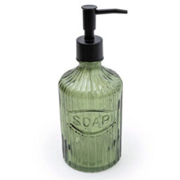 Candlelight Green Glass Soap Dispenser With Black Pump - thumbnail 2