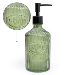 Candlelight Green Glass Soap Dispenser With Black Pump - thumbnail 3