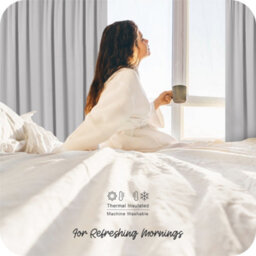 Deconovo Thermal Insulated Blackout Curtains Pencil Pleat Energy Saving Noise Reducing 52 X 84 Inch Greyish White 2 Panels - thumbnail 3