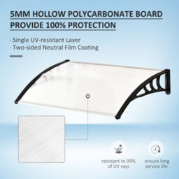 Outsunny Outdoor Window Door Canopy Fixed Awning Porch Uv Water Cover White - thumbnail 4
