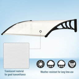 Outsunny Outdoor Window Door Canopy Fixed Awning Porch Uv Water Cover White - thumbnail 6