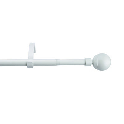 GoodHome Anafi Matt White Extendable Ball Single Curtain Pole Set, (L)1200mm-2100mm (Dia)19mm - image 1