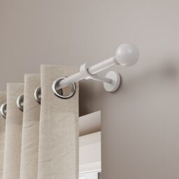 GoodHome Anafi Matt White Extendable Ball Single Curtain Pole Set, (L)1200mm-2100mm (Dia)19mm - thumbnail 4