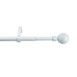 GoodHome Anafi Matt White Extendable Ball Single Curtain Pole Set, (L)1200mm-2100mm (Dia)19mm