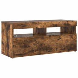 Berkfield Modern Tv Cabinet With Led Lights Smoked Oak 90X35X40 Cm - thumbnail 6