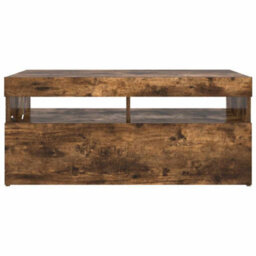 Berkfield Modern Tv Cabinet With Led Lights Smoked Oak 90X35X40 Cm - thumbnail 8