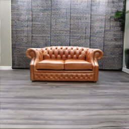 Chesterfield 2 Seater Sofa Old English Bruciato Leather In Buckingham Style - thumbnail 4