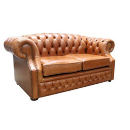 Chesterfield 2 Seater Sofa Old English Bruciato Leather In Buckingham Style - thumbnail 3