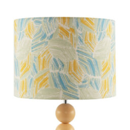 Happy Homewares Chic Yellow Table Lamp With Graphic Style Multi Colour Fabric Shade - thumbnail 5
