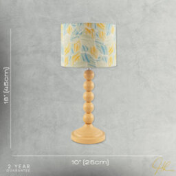 Happy Homewares Chic Yellow Table Lamp With Graphic Style Multi Colour Fabric Shade - thumbnail 7