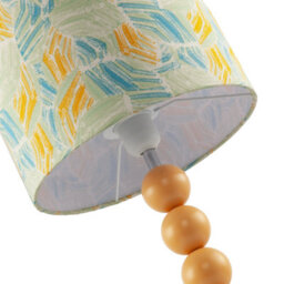 Happy Homewares Chic Yellow Table Lamp With Graphic Style Multi Colour Fabric Shade - thumbnail 3
