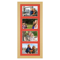 AK Frames 50X20Cm Mustard Yellow Modern Multi Photo Frame With Poppy Red Mount - Holds 4 Apertures (4X) 6X4 Photos - thumbnail 1