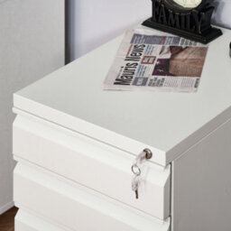 Vinsetto 3 Drawer File Cabinet, Lockable Metal Filling Cabinet, White - thumbnail 9