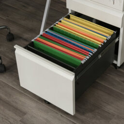 Vinsetto 3 Drawer File Cabinet, Lockable Metal Filling Cabinet, White - thumbnail 8