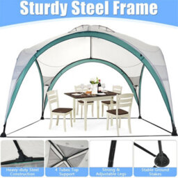 Breeins 3X3M Grey Portable Dome Design Polyester Outdoor Garden Canopy Gazebo Event Shelter - thumbnail 5