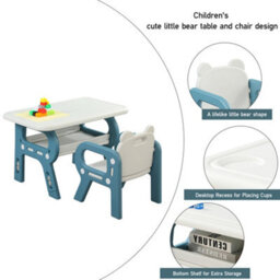 Living And Home Kids Children Toddler Table And Chair Set Desk And Chair Set Height Adjustable - thumbnail 2
