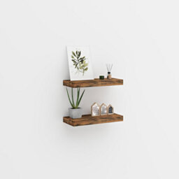 Xample Set Of 2 Wooden Floating Shelves For Wall, Multi-Purpose Wall Mounted Shelf For Bedroom, Bathroom, Kitchen, Living Room & Plants - thumbnail 5