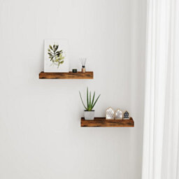 Xample Set Of 2 Wooden Floating Shelves For Wall, Multi-Purpose Wall Mounted Shelf For Bedroom, Bathroom, Kitchen, Living Room & Plants - thumbnail 4