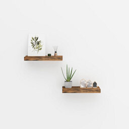 Xample Set Of 2 Wooden Floating Shelves For Wall, Multi-Purpose Wall Mounted Shelf For Bedroom, Bathroom, Kitchen, Living Room & Plants - thumbnail 7