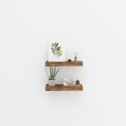 Xample Set Of 2 Wooden Floating Shelves For Wall, Multi-Purpose Wall Mounted Shelf For Bedroom, Bathroom, Kitchen, Living Room & Plants - thumbnail 6