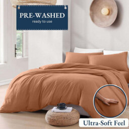 Bedlooms Peach Plain Dyed Duvet Cover Complete Bedding Set, Breathable & Anti-Allergic Microfiber, Double 200X200Cm - thumbnail 2