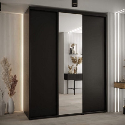 Arte Bold Black Cannes Iii Sliding Door Wardrobe 190Cm - Spacious Storage With Modern Flair - image 1