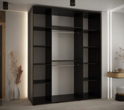 Arte Bold Black Cannes Iii Sliding Door Wardrobe 190Cm - Spacious Storage With Modern Flair - thumbnail 3