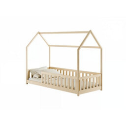 Arte Noah Wooden House Bed Eu Single 97Cm - Natural White House-Shaped Bed With Guard Rails For A Warm, Eco-Friendly Room - thumbnail 2
