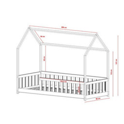 Arte Noah Wooden House Bed Eu Single 97Cm - Natural White House-Shaped Bed With Guard Rails For A Warm, Eco-Friendly Room - thumbnail 3