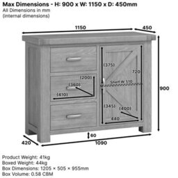 The Furniture Market Marbury Oak Medium 3 Drawer 1 Door Sideboard - thumbnail 9