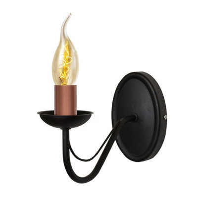 Luminosa Lighting Luminosa Malbo Candle Wall Lamp Black, Copper 25Cm