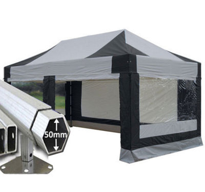 Crocodile Trading 3M X 6M Extreme 50 Commercial Instant Shelter Pop Up Gazebos Frame, Canopy & Sides - Black/silver - image 1