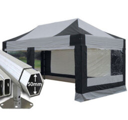 Crocodile Trading 3M X 6M Extreme 50 Commercial Instant Shelter Pop Up Gazebos Frame, Canopy & Sides - Black/silver - thumbnail 1