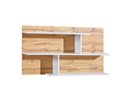 Arte Arca Ar8 Wall Shelf - Stylish Contrast In Oak Wotan & Arctic White, H150mm W801mm D196mm - thumbnail 1