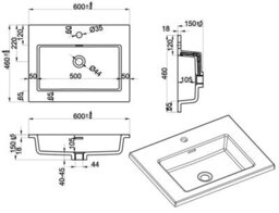Affine 600mm Bathroom Vanity Unit Basin Wall Hung Furniture 2 Soft Close Drawers White - thumbnail 7