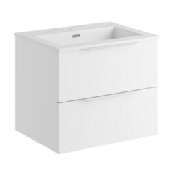 Affine 600mm Bathroom Vanity Unit Basin Wall Hung Furniture 2 Soft Close Drawers White - thumbnail 5