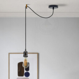 Ledsone Vintage Industrial Black Spider Chandelier Adjustable 2M E27 Pendant Lamp With Bulb - thumbnail 2