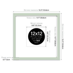 "12X12"" Mint Green Picture Frame - 12X12"" Square Frame With 9X9"" Mount For 12X12""/9X9"" Pictures Vintage Style Thin Edge, 1 Pack" - thumbnail 2