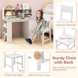 Costway Kids Desk And Chair Set Children Study Desk With Chair-White - thumbnail 6