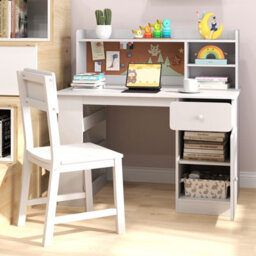 Costway Kids Desk And Chair Set Children Study Desk With Chair-White - thumbnail 3