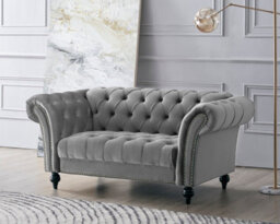 Home Detail Mayfair Velvet Fabric 2 Seater Sofa, Grey - thumbnail 1