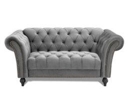 Home Detail Mayfair Velvet Fabric 2 Seater Sofa, Grey - thumbnail 2