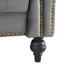 Home Detail Mayfair Velvet Fabric 2 Seater Sofa, Grey - thumbnail 4