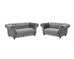 Home Detail Mayfair Velvet Fabric 2 Seater Sofa, Grey - thumbnail 7