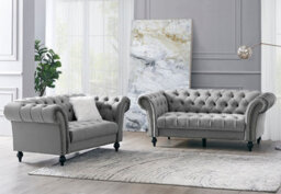 Home Detail Mayfair Velvet Fabric 2 Seater Sofa, Grey - thumbnail 9