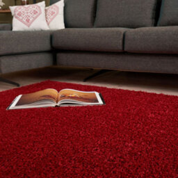 The Rugs Red Soft Plain Design Fluffy Shaggy Rugs And Runners High Pile Living Room Kitchen Hallway 380 - thumbnail 7
