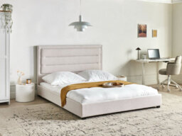 Beliani Bed Fabric Rouen 160 X 200 Cm (Eu King Size) Light Beige - thumbnail 2