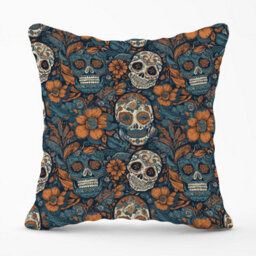 Warren Reed Designer Dia De Los Muertos Skulls Pattern Outdoor Cushion 45Cm X 45Cm - thumbnail 1
