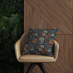 Warren Reed Designer Dia De Los Muertos Skulls Pattern Outdoor Cushion 45Cm X 45Cm - thumbnail 2