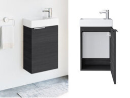 Impact Furniture Wall Hung Bathroom Cabinets Furniture Set 400mm Small Vanity Unit With Basin Black Mirror Cabinet Avir - thumbnail 5